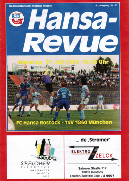 SV Meppen Programm 1993/94 FC Hansa Rostock 